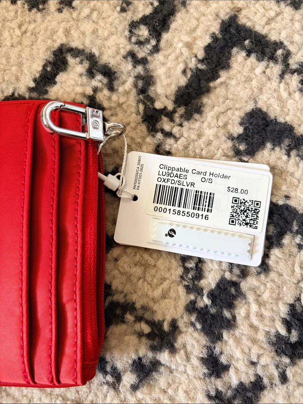 Lululemon Red Zip Clippable Card Holder